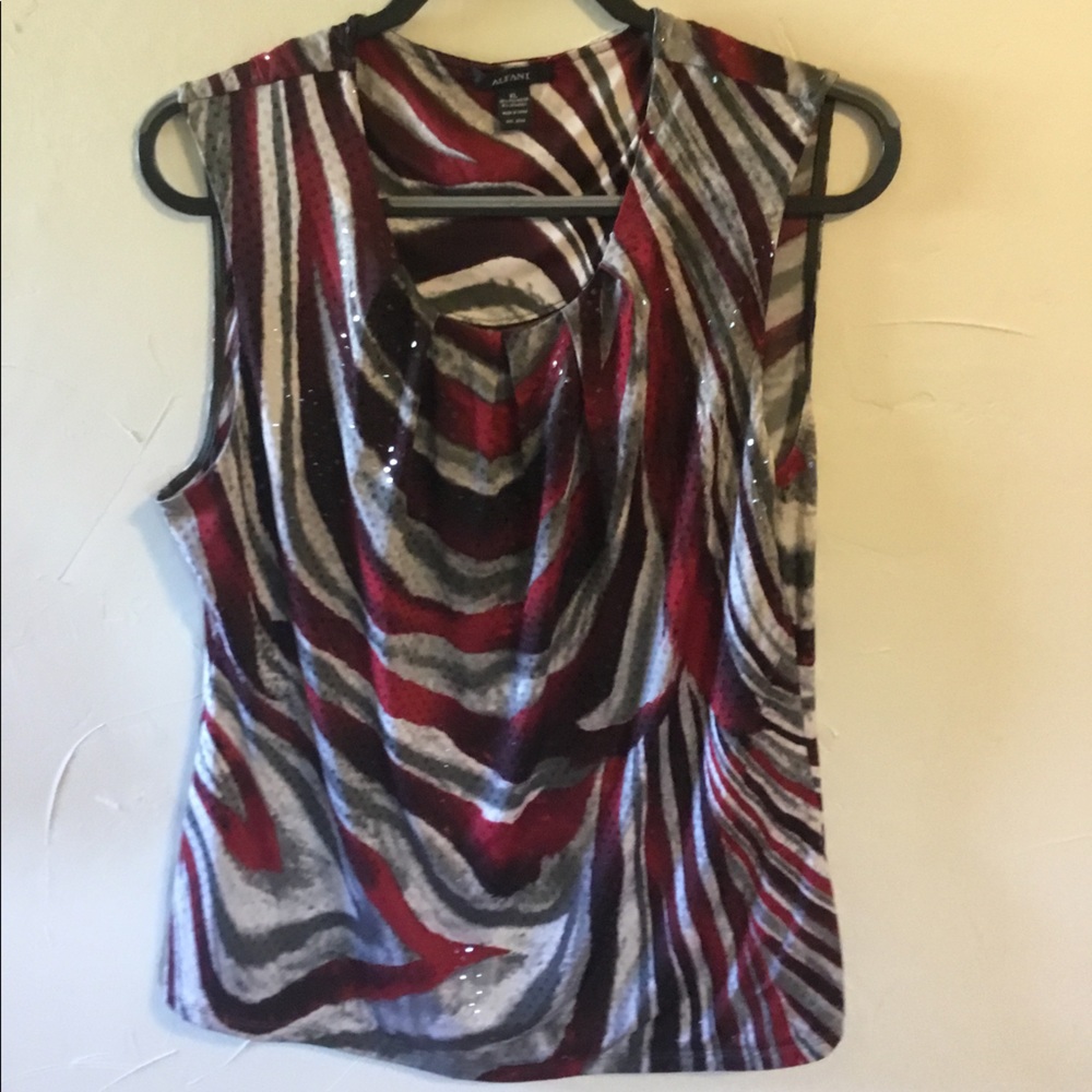 Alfani Sparkle Draped Neck Sleeveless Top XL